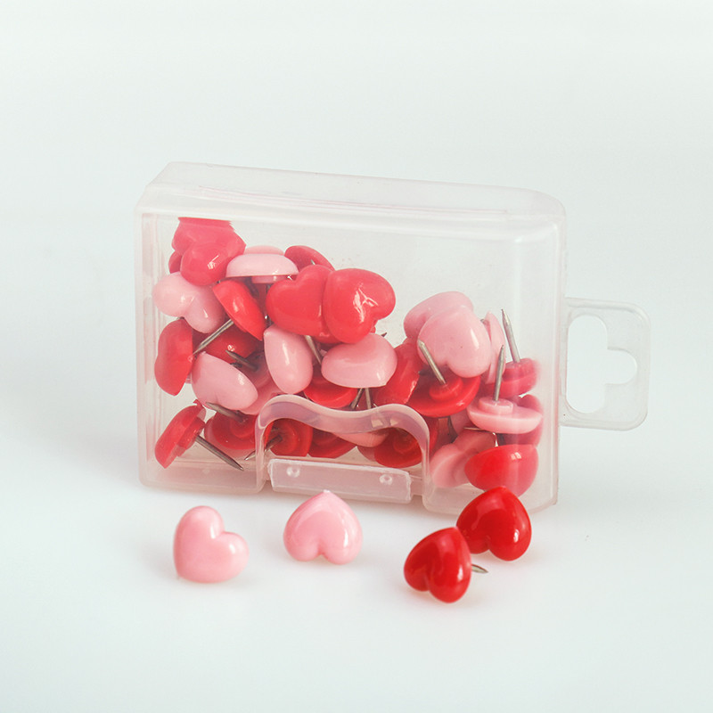 

TUTU Heart shape 50pcs Plastic Quality Cork Board Safety Colored Push Pins Thumbtack Office School Accessories Supplies H0001