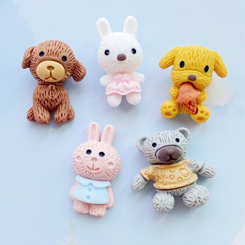 20Pcs  Mixed Mini Cute Cartoon Animals Flat Back Resin Cabochons Scrapbooking DIY Jewelry Craft Deco