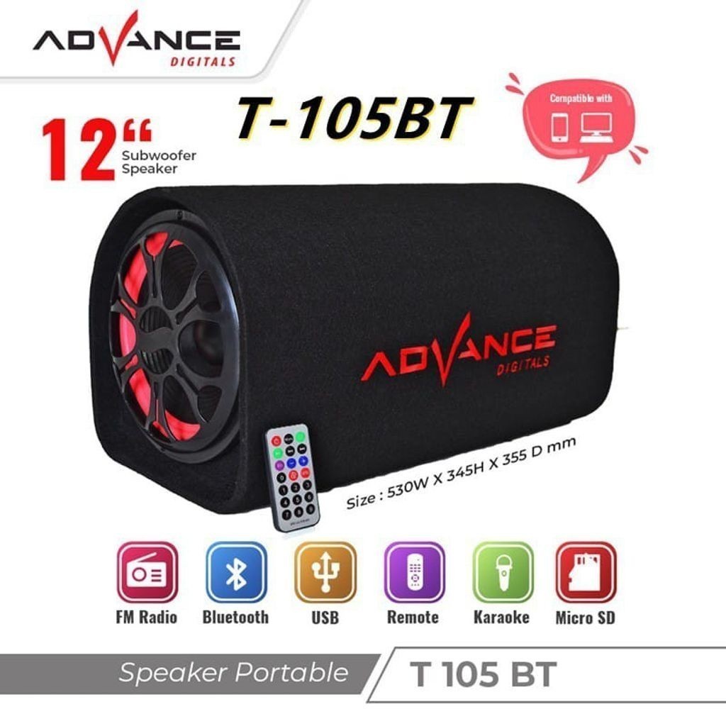 ID SPEAKER ADVANCE 12 INCH AC DC T105BT PRO + MIC WIRLES