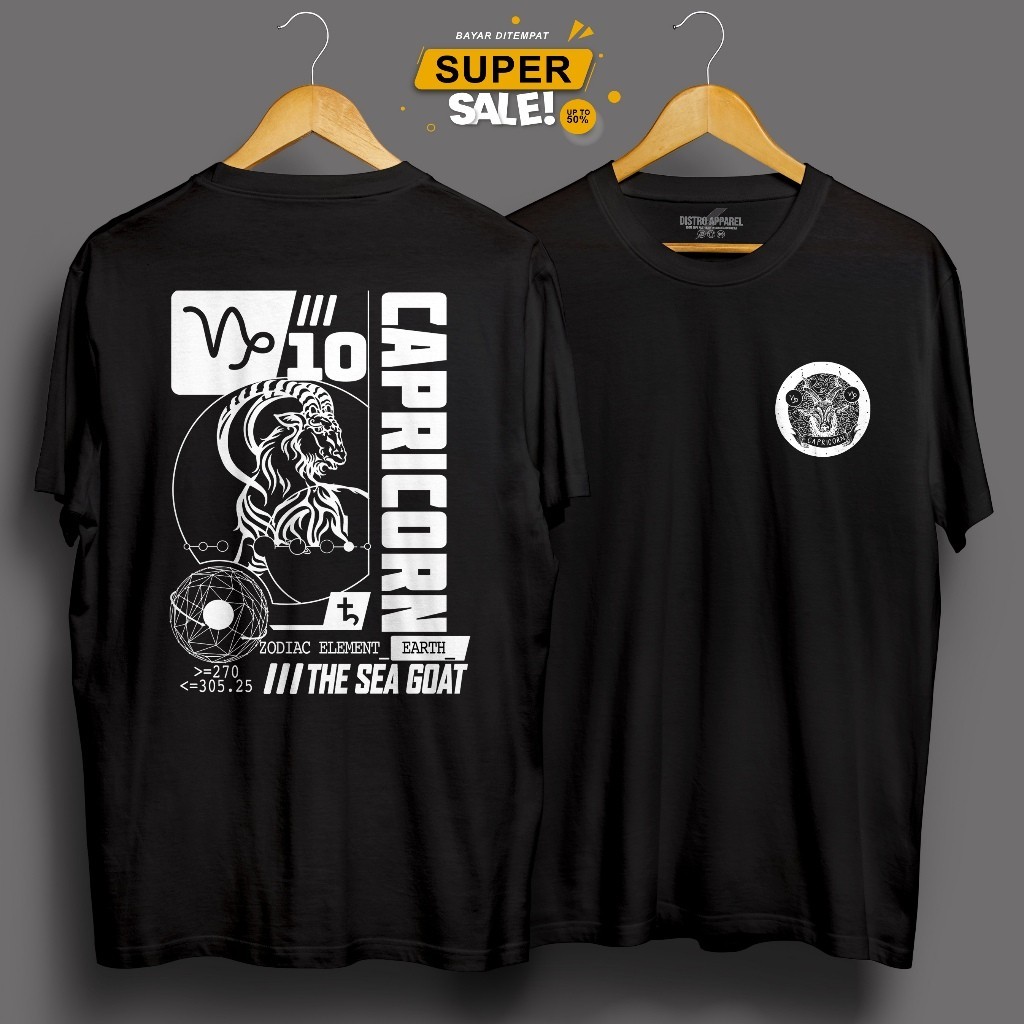 ARTAKAOS- Tshirt Baju kaos ZODIAK CAPRICORNkaos zodiak/ kaos Capricorn/kaos unisex pria-wanita Cocok
