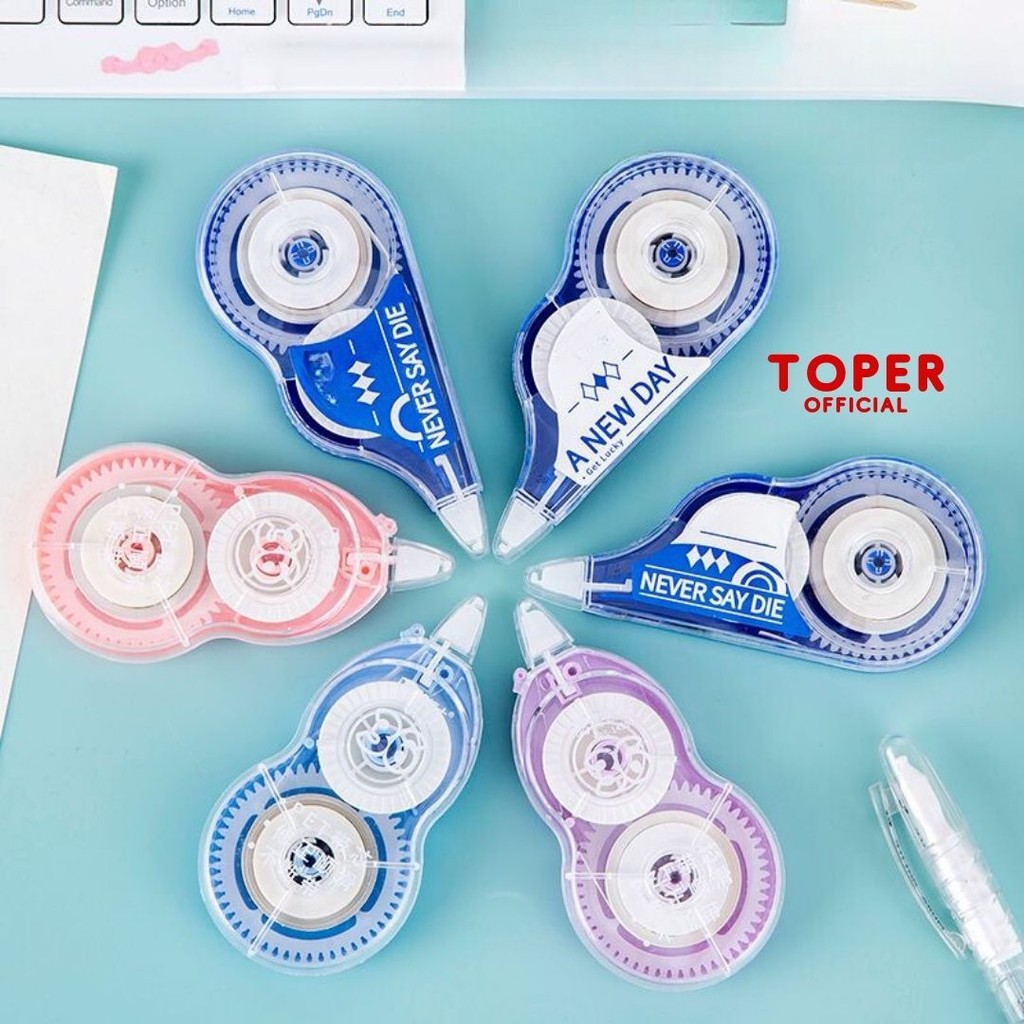 

TOPER Correction Tape Panjang 5m TipEx TipX Tip Ex Pita Kertas Multiple Color Penghapus Pena Lucu