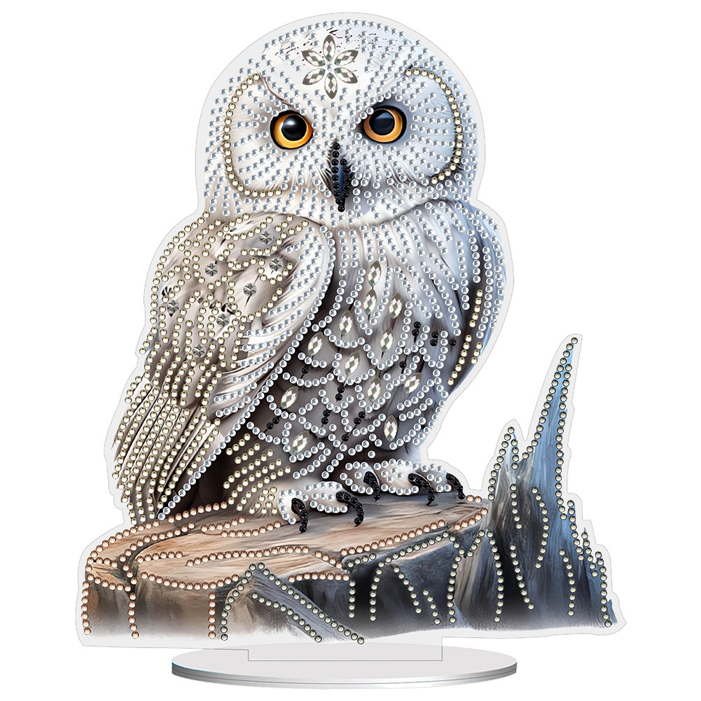 

Special Shape Table Top Diamond Painting Ornament Kits White Head Owl Diamond Painting Desktop Ornaments Kit for Adults Beginner