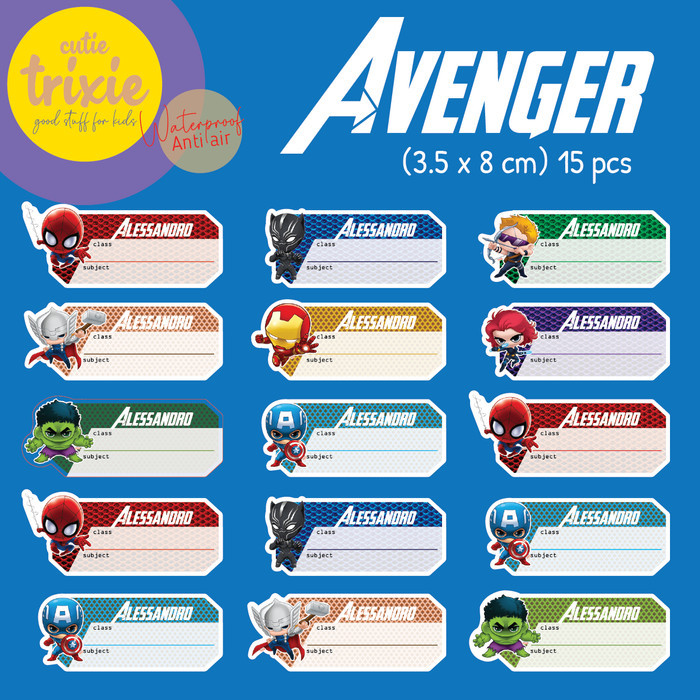 

STICKER LABEL BUKU MATA PELAJARAN / MAPEL ANAK AVENGER