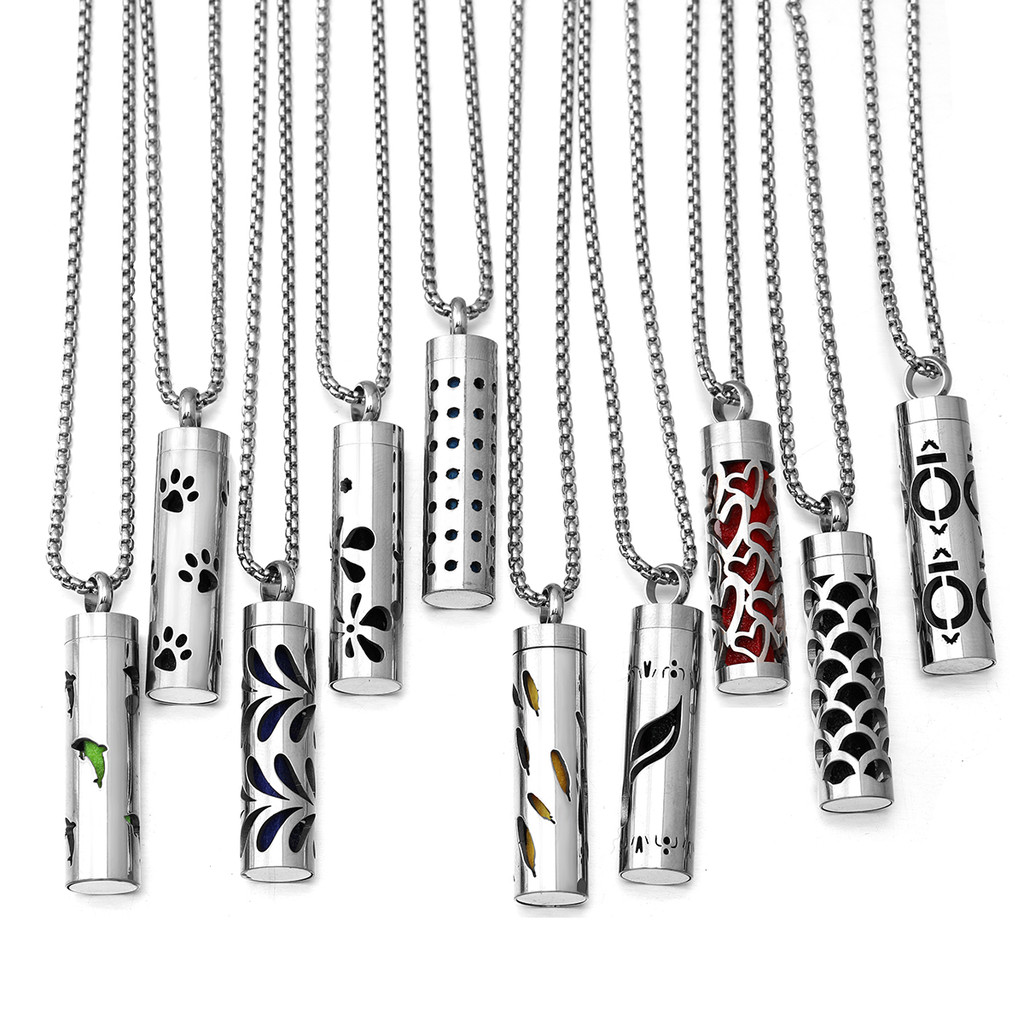 Aromatherapy Necklace Diffuser Pendant 316L Stainless Steel Locket Aroma Perfume Oils Essential Oil 