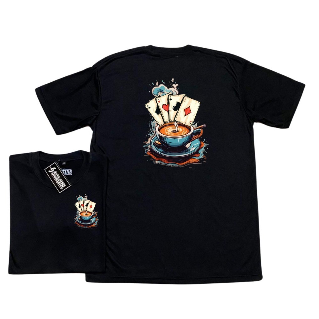 kaos graffity tema kartu remi/cotton combed