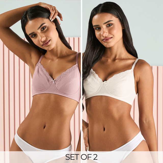 Max Fashions Dalaman Wanita Pack of 2 - Ribbed Non-Padded Bra