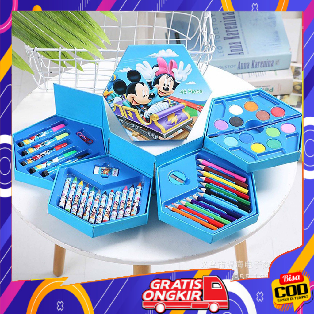 

COD Crayon Set Isi 46 Spidol Pensil Warna Cat Air Alat Lukis Murah STY09