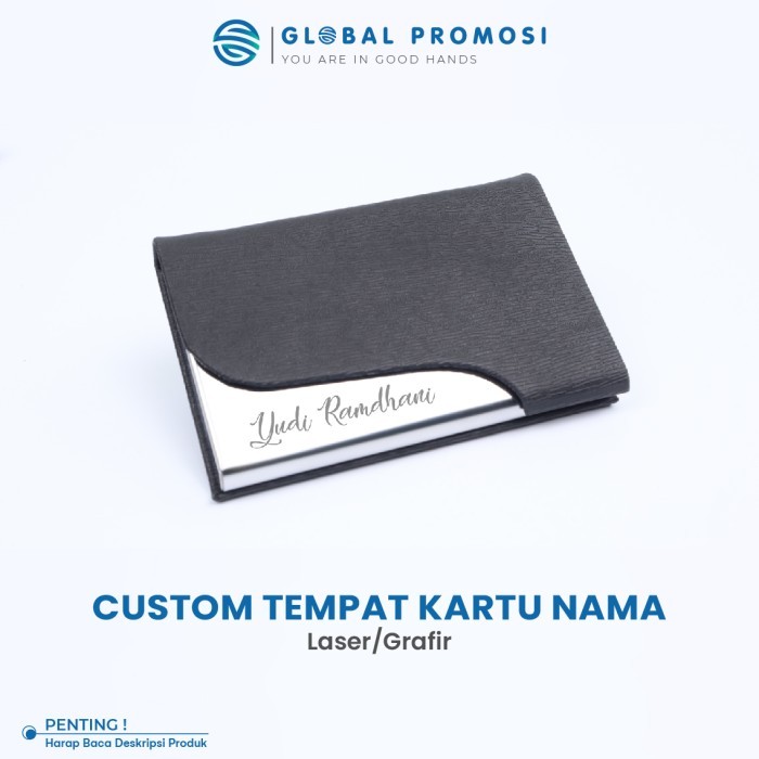 

⭐BISA COD⭐ Custom Tempat Kartu Nama Stainlesss Laser Grafir Name Card Holder Model Lekukan