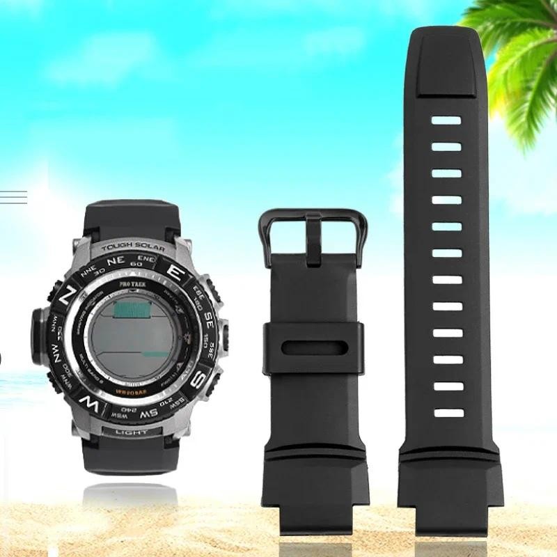 Rubber Sports Watch Strap For Casio PROTREK PRW-3500/2500/5100 PRG-260/550 Replacement Black Bracele