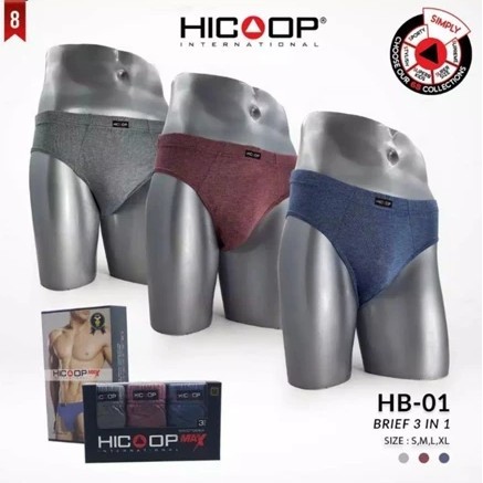 CELANA DALAM - HICOOP MEN BRIEF BOX 3IN1 HB01 XL/C