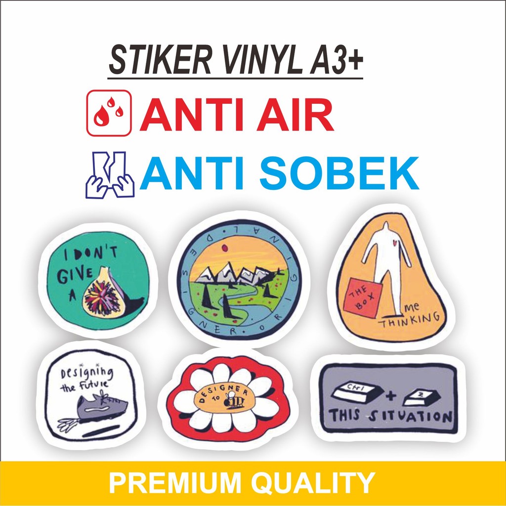 PREMIUM Cetak Stiker Vinyl A3+ Cutting / Cetak Stiker Souvenir FREE CUTTING