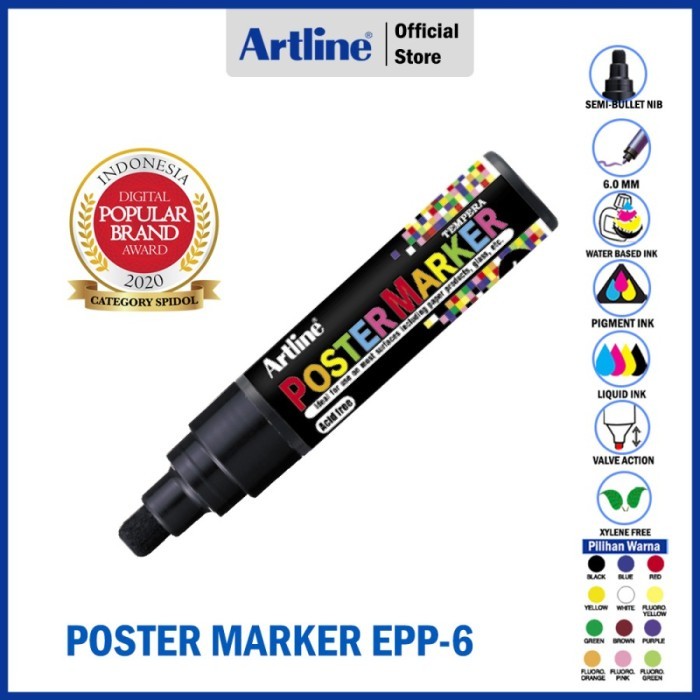 

[New Arrival] SPIDOL ARTLINE POSTER MARKER 6MM EPP-6 - Fl. Green