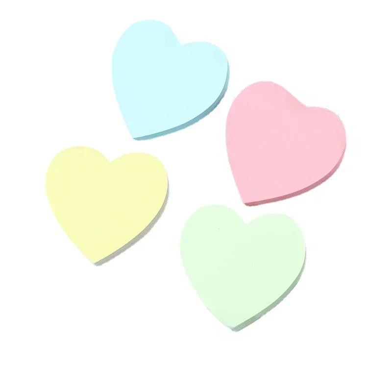 

100sheets/pc Memo Pad Solid Color Heart Shaped Notepad for Staff Students Stationery Sticky Note Writing Pads Note Pad