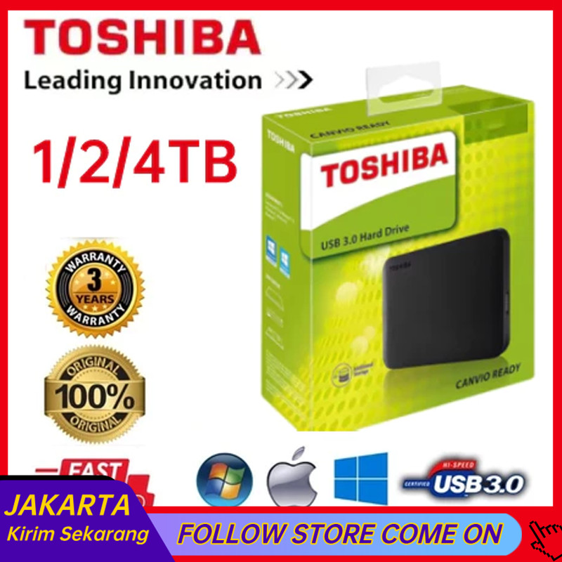 Toshiba Canvio Basic 4TB/2TB/1TB HD Hardisk Eksternal / SSD External USB 3.0 Portable Hardisk Extern