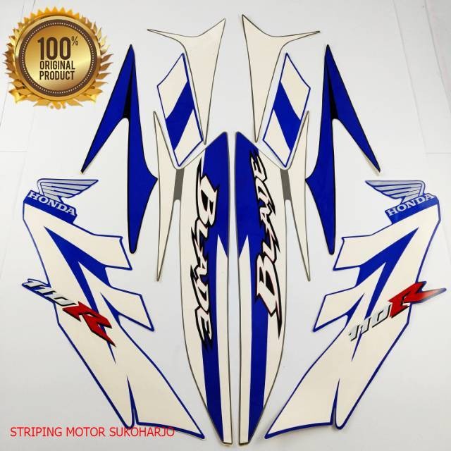 (ORI) striping honda blade 110 r 2009 biru list body standar kualitas original