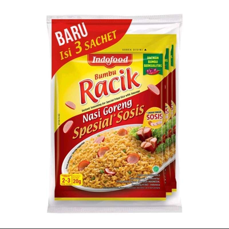 

Indofood Racik Bumbu Instan Nasi Goreng Spesial Sosis 3 x 20 gr