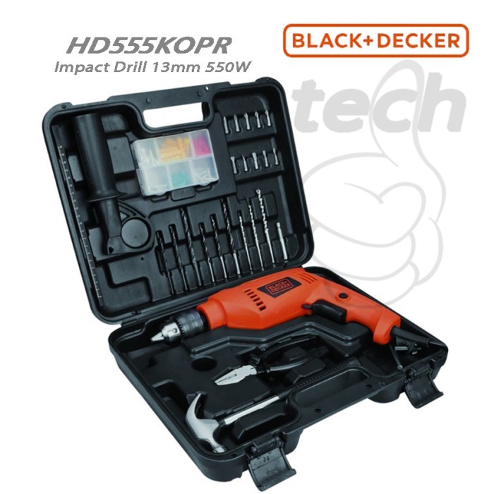 Mesin Bor Tangan Tembok Beton Listrik 550W Black+Decker HD555KOPR