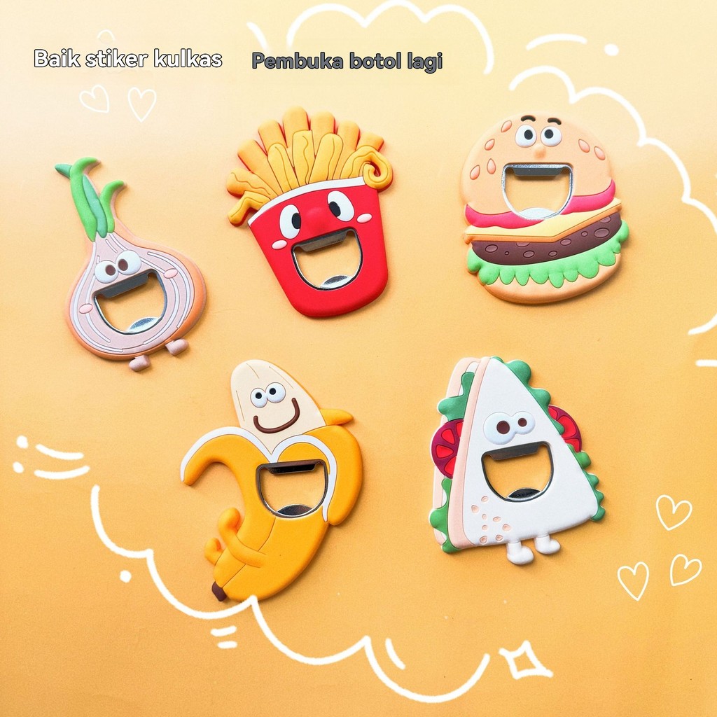 Amazon lintas batas dapur lucu ins hamburger pisang penghisap magnet pembuka botol bir Korea magnet 