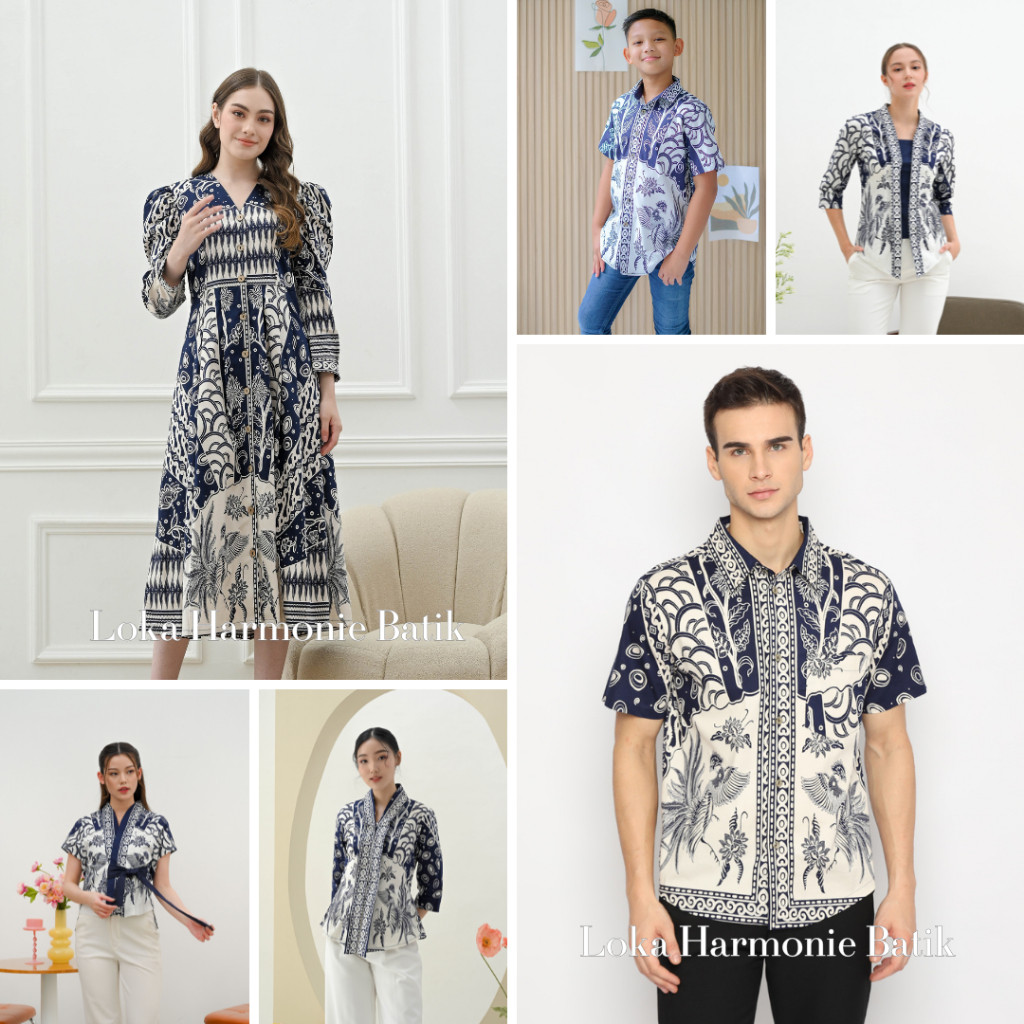 KEBAYA MODERN KEREN KEKINIAN BUAT KONDANGAN KARTINI / Batik Motif HT Putih Navy Biru - Baju Atasan D