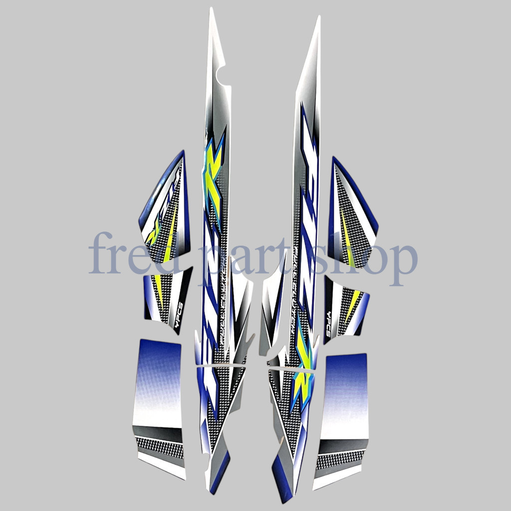 Striping stiker polet list motor Yamaha fizr fiz r f1 zr 2004 biru putih kuning variasi stiker Fulls