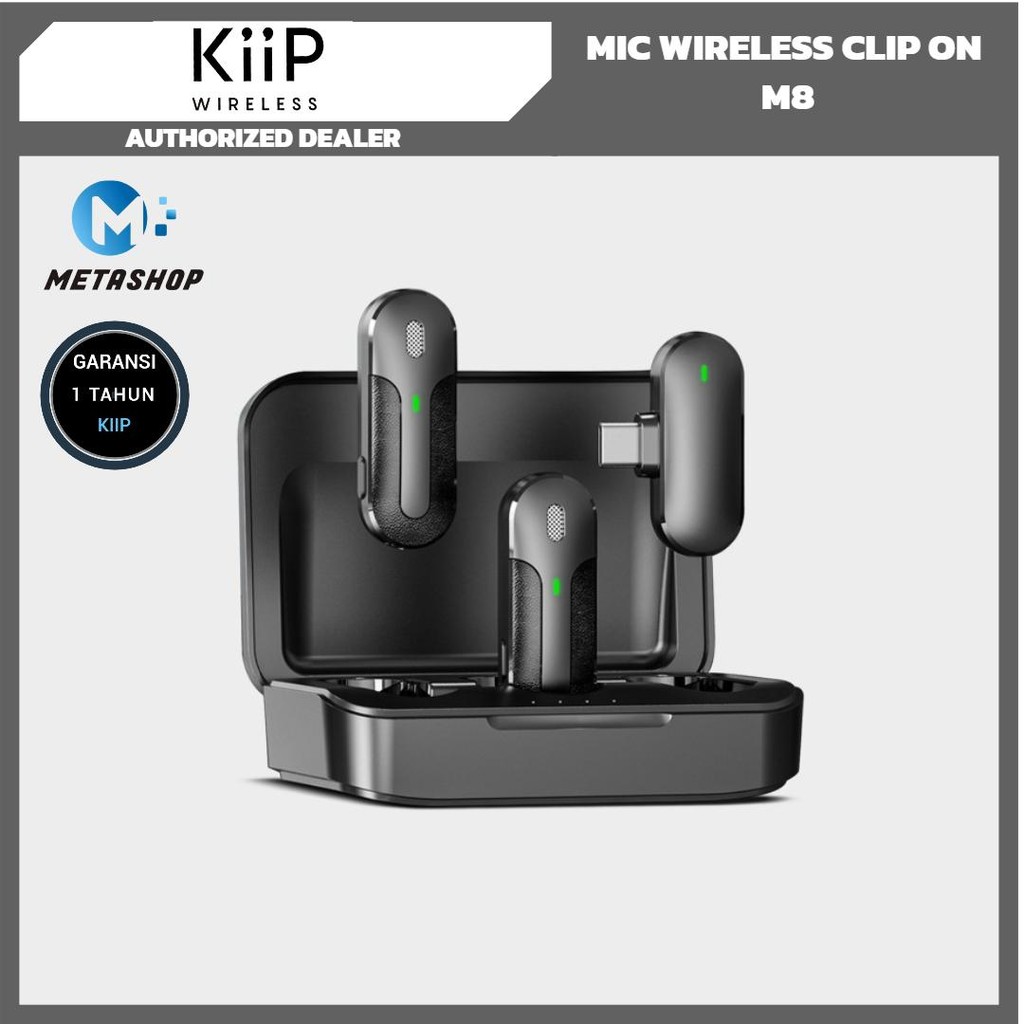 KIIP M8 Microphone Mic Wireless Clip On Dual Portable Type C Lightning AI