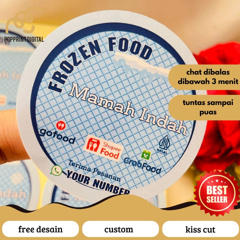 

PopPrints 5-8 Sticker Label Makanan Beku Free Desain Produk Frozen Food Bulat Chromo Custom Murah