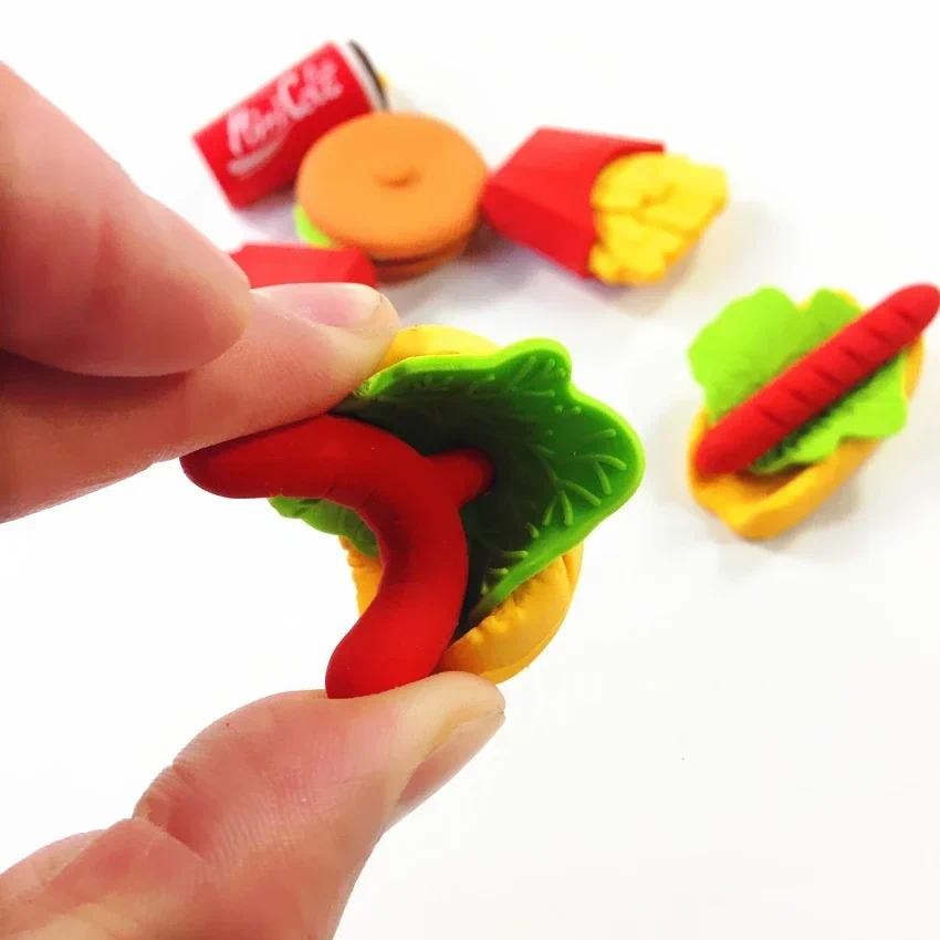 

4pcs/lot non-toxic soft rubber mini eraser kawaii gift erasers for kids School Office Supplies Sweet bread Food design