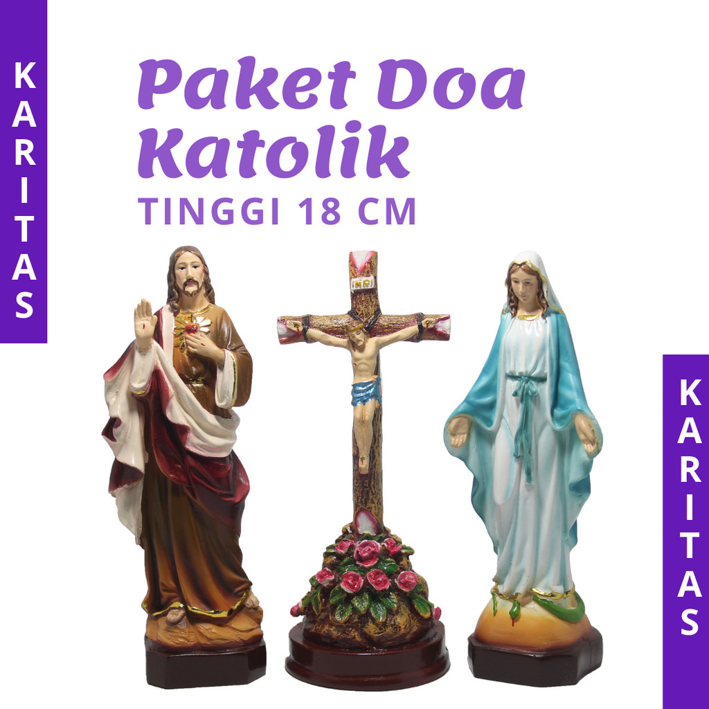 PATUNG BUNDA MARIA DAN YESUS 1 SET / SET DOA KATOLIK / PAKET KLASIK / PAKET DOA ROSARIO / SALIB DUDU