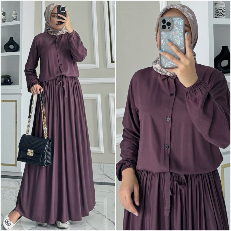 AURELIA dress by ZALFA OUTFIT / gamis polos / dress polos / gamis rayon /Terbaru
