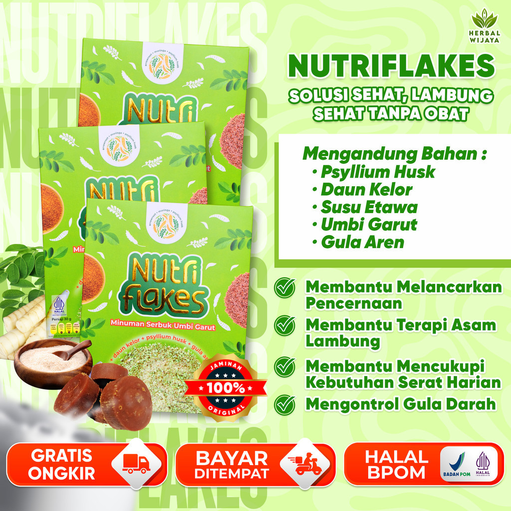

Nutriflakes 3 Box Sereal Umbi Garut Mengatasi Asam Lambung Gerd Akut Pada Pria Wanita Original