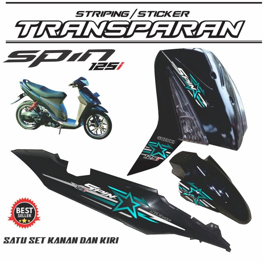 Sticker Transparan Uv Motor Spin 2009 Striping Bintang Keren Cod TRANSPARAN