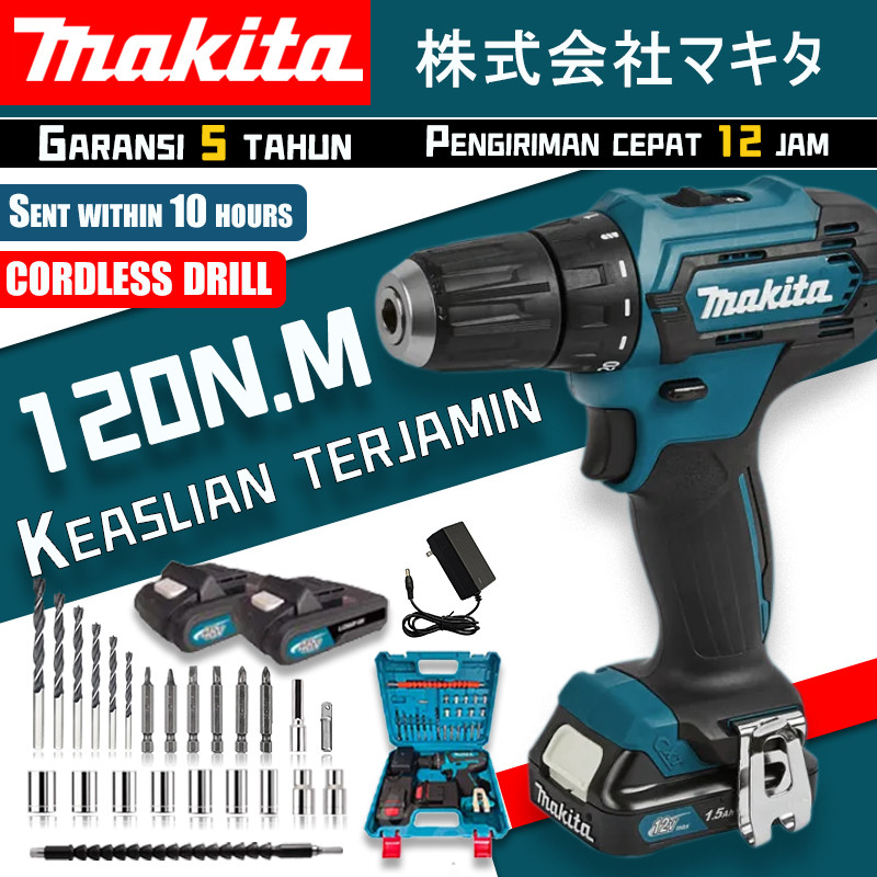 Bor listrik asli Makita bor tangan tanpa kabel bor tangan tanpa kabel 120nm bor benturan daya tinggi