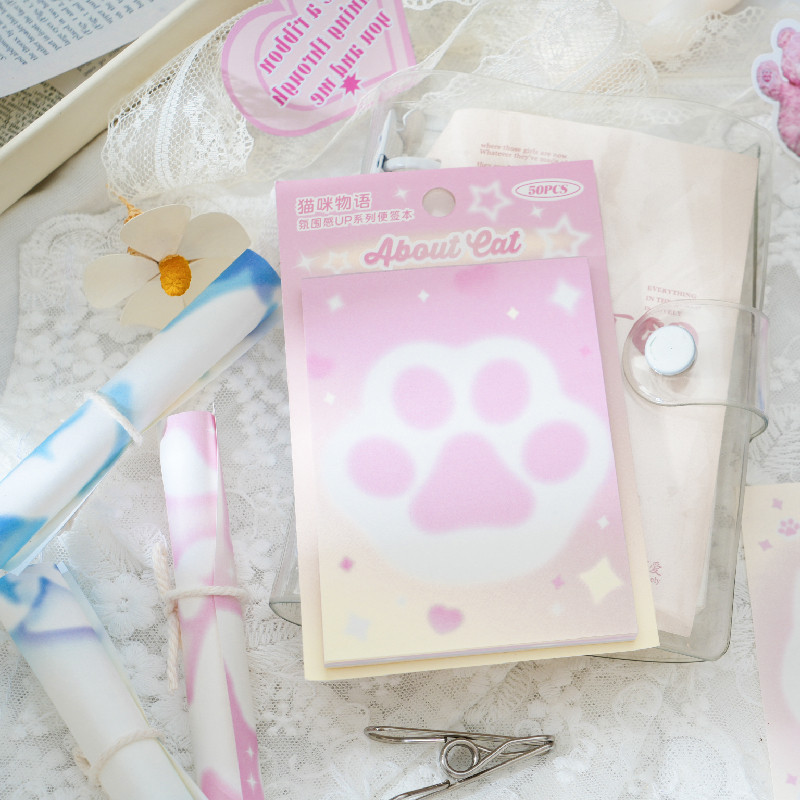 

Yoofun 50sheets Gradient Color Memo Pad Creative Korean Fashion Pink Note Lovely Decorative Memo Pad Student Supplies