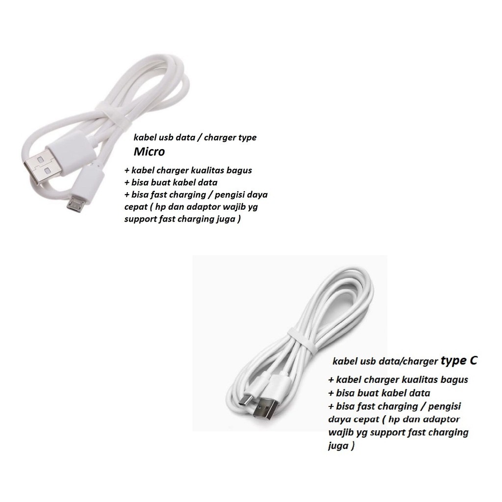 (white) Usb C & micro  kabel charger realme narzo 20 (RMX2191 / RMX2193) - realme narzo 20A (RMX2050