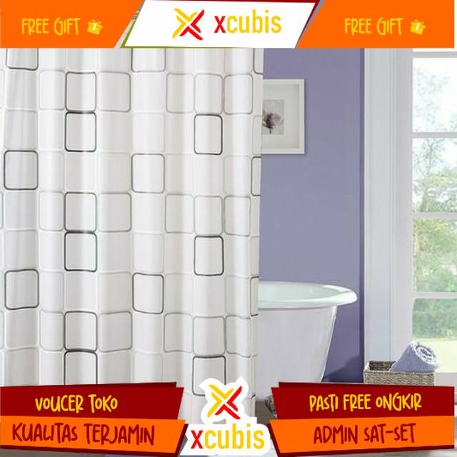 TIRAI KAMAR MANDI ANTI AIR 180*200 , HORDEN KAMAR MANDI + KAITAN, SHOWER CURTAIN