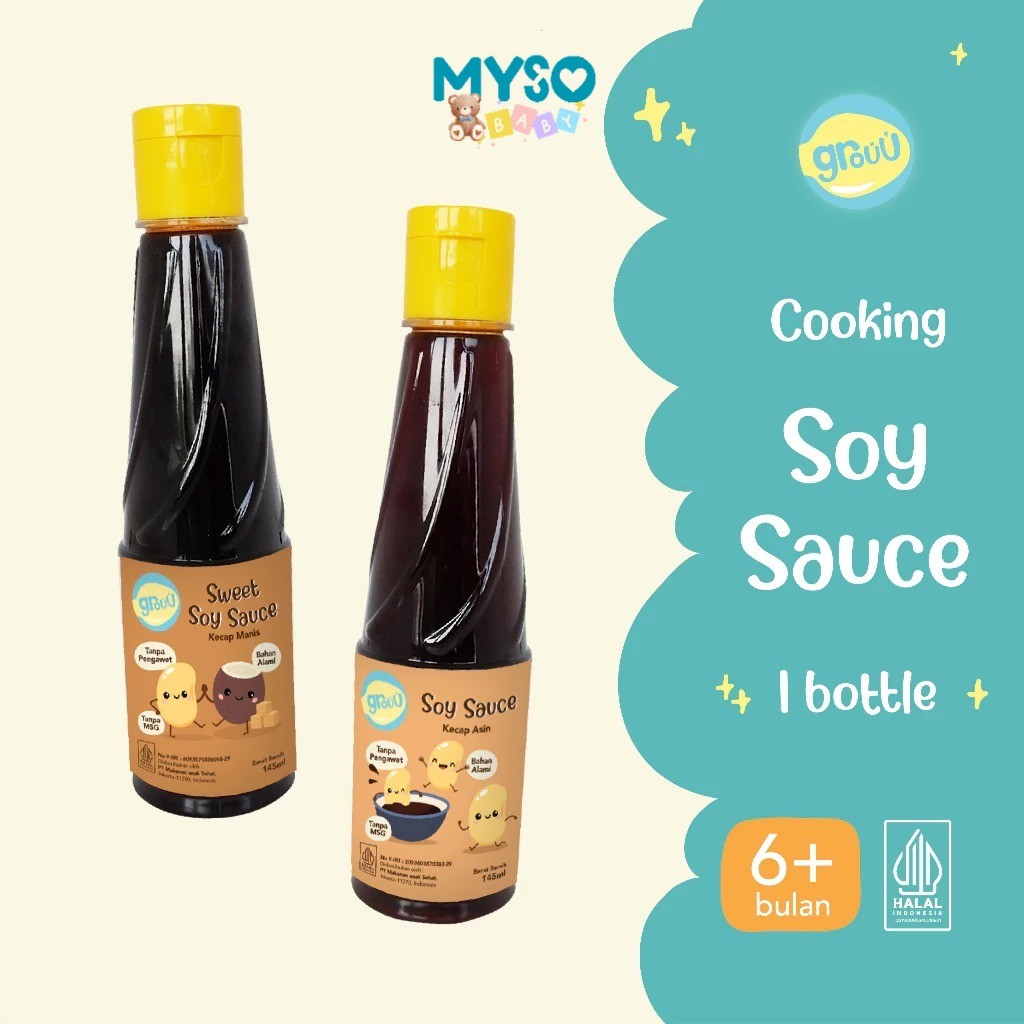 

Grouu Soy sauce 145ml Kecap manis Kecap asin organik anak MPASI no MSG kids cooking sauces