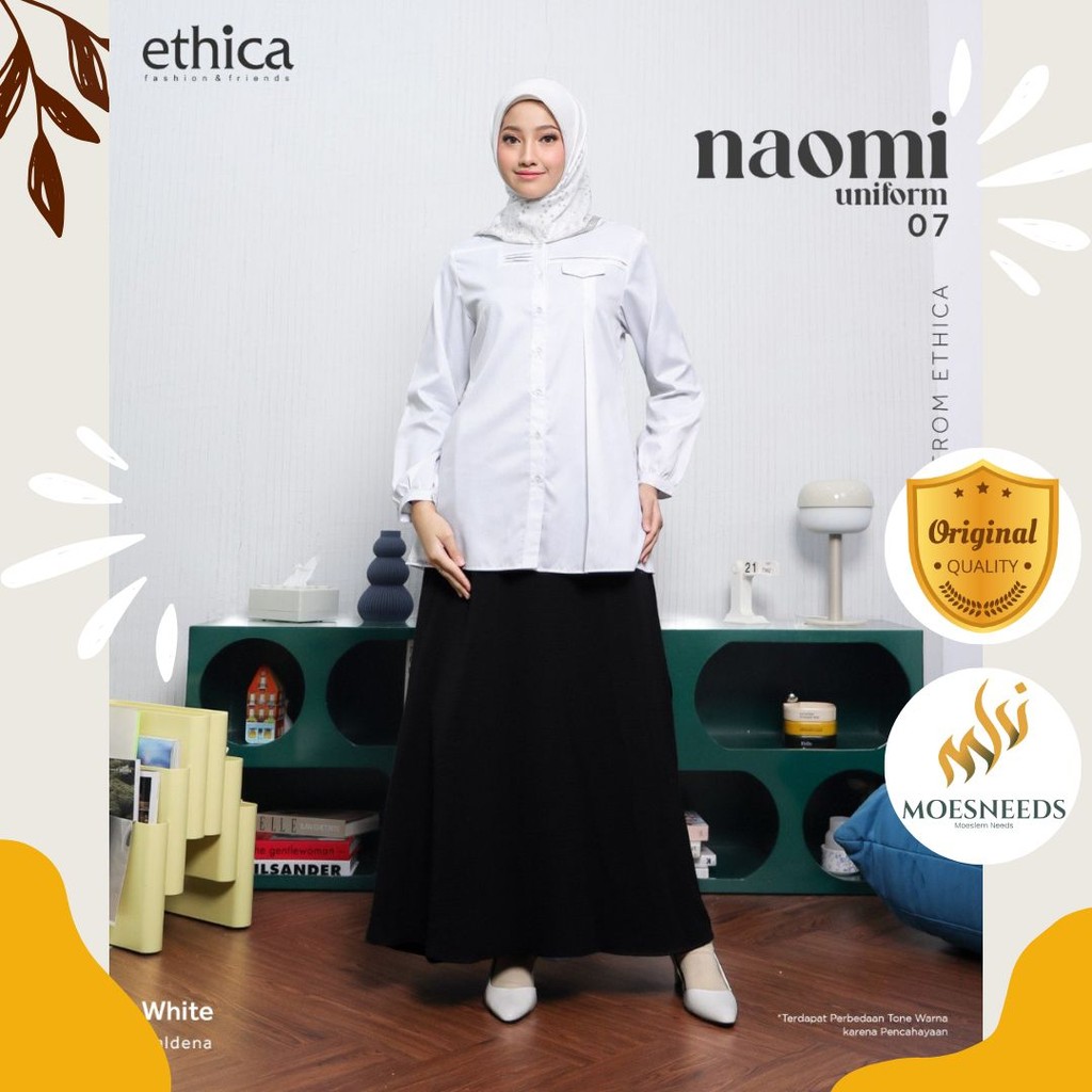 ETHICA Atasan Tunik Polos Casual Putih Naomi Uniform 07
