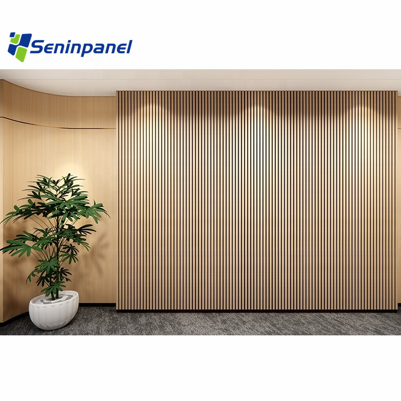 Acoustical PanelSoundproofing Absorption Akupanel PET Acoustic Wood Veneer Panel MDF Slat Acoustic P