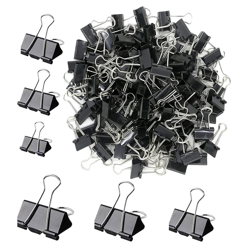 

120x Binder Clips Durable Multipurpose Folding Metal Paper Clamps Office Supplies Clips for Office Crafts Schools Paper Hobbies