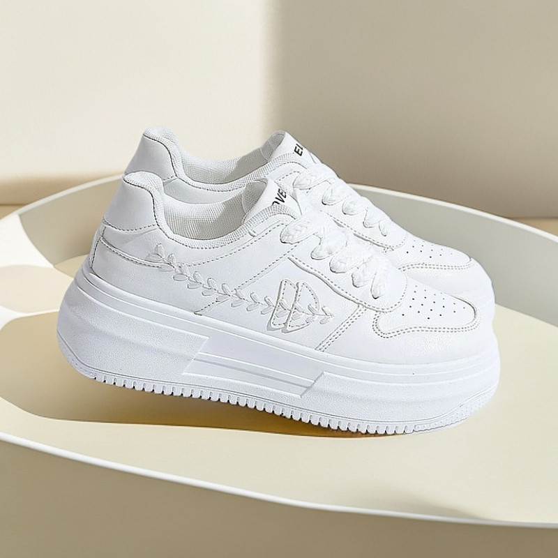 sepatu kets flat nevada korea sneakers wanita putih hitam tanpa tali