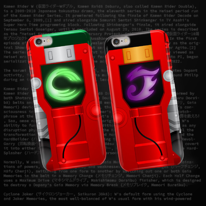 Custom Case Tokusatsu Kamen Rider W Double Driver Gaia Memory Cyclone Joker