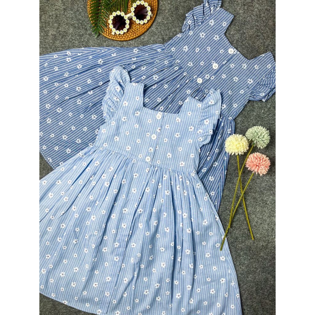 TARIMARSHOP Jimmedy.id - 48 Flowery Stripes Dress / Dress Anak Perempuan Motif Garis Bunga Usia 3-7 