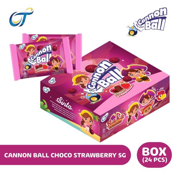

Cannon Ball Choco Strawberry 5 Gr [1 Box isi 24]
