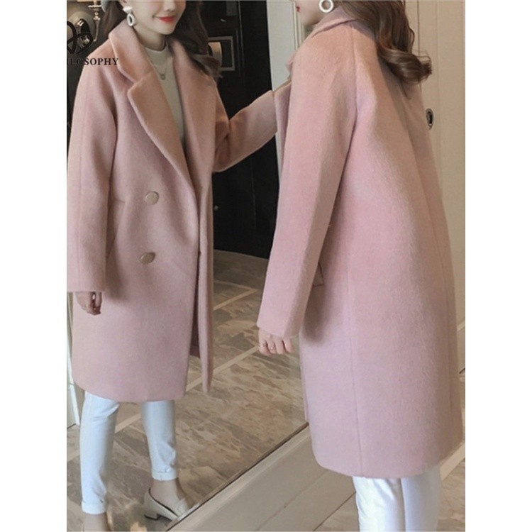 Mantel Wanita Musim Dingin Korea / Jas Blazer Fleece Panjang S-5XL
