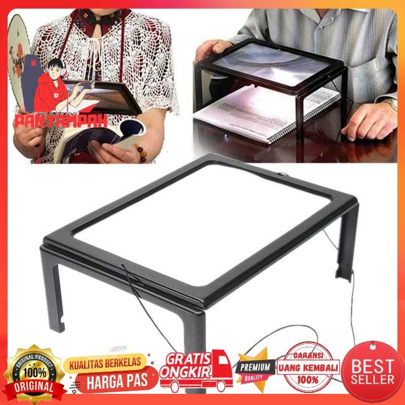 

NEWACALOX Kaca Pembesar Bentuk Meja untuk Baca Magnifier with 4 LED 3X - HL-A4