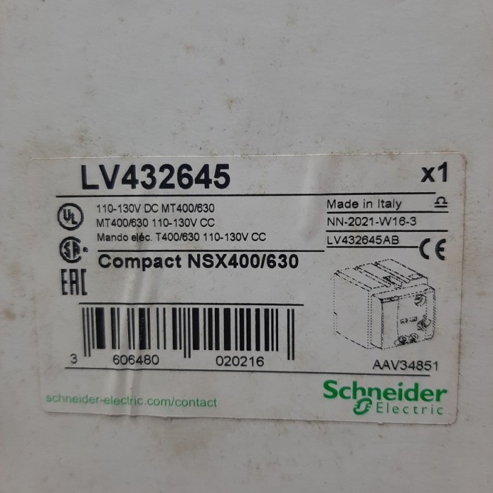 LV432645 Motor Nsx 400/630 110v DC Schneider