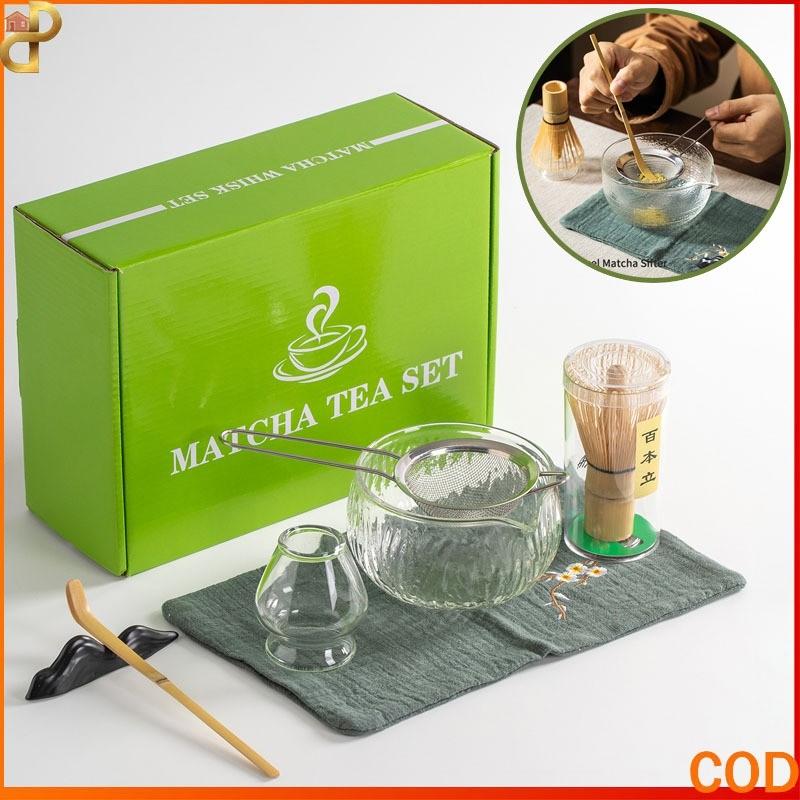 7in1 Matcha Set Jepang Lengkap / Matcha Glass Bowl Set 7 Pcs Alat Matcha Making Set Matcha Bowl Kera