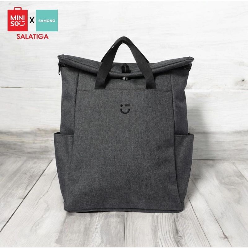 Miniso Men's Casual Backpack (Gray) Tas Serbaguna Travel Sekolah Unisex Ransel