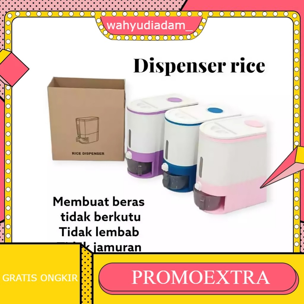 DISPENSER RICE 10 L/PENYIMPANAN BERAS/PENYIMPANAN MAKANAN / TEMPAT BERAS 10L/TEMPAT BERAS ESTETIK