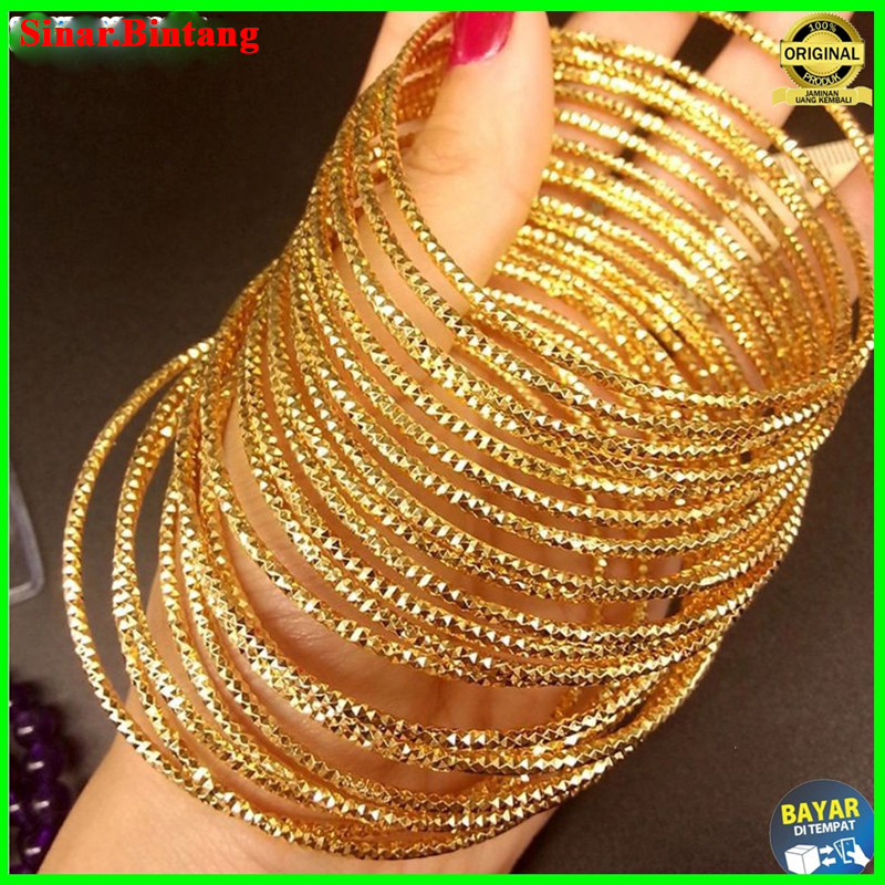 promo.... 3pcs Gelang Keroncong Emas Muda Asli Dapat Surat Toko
